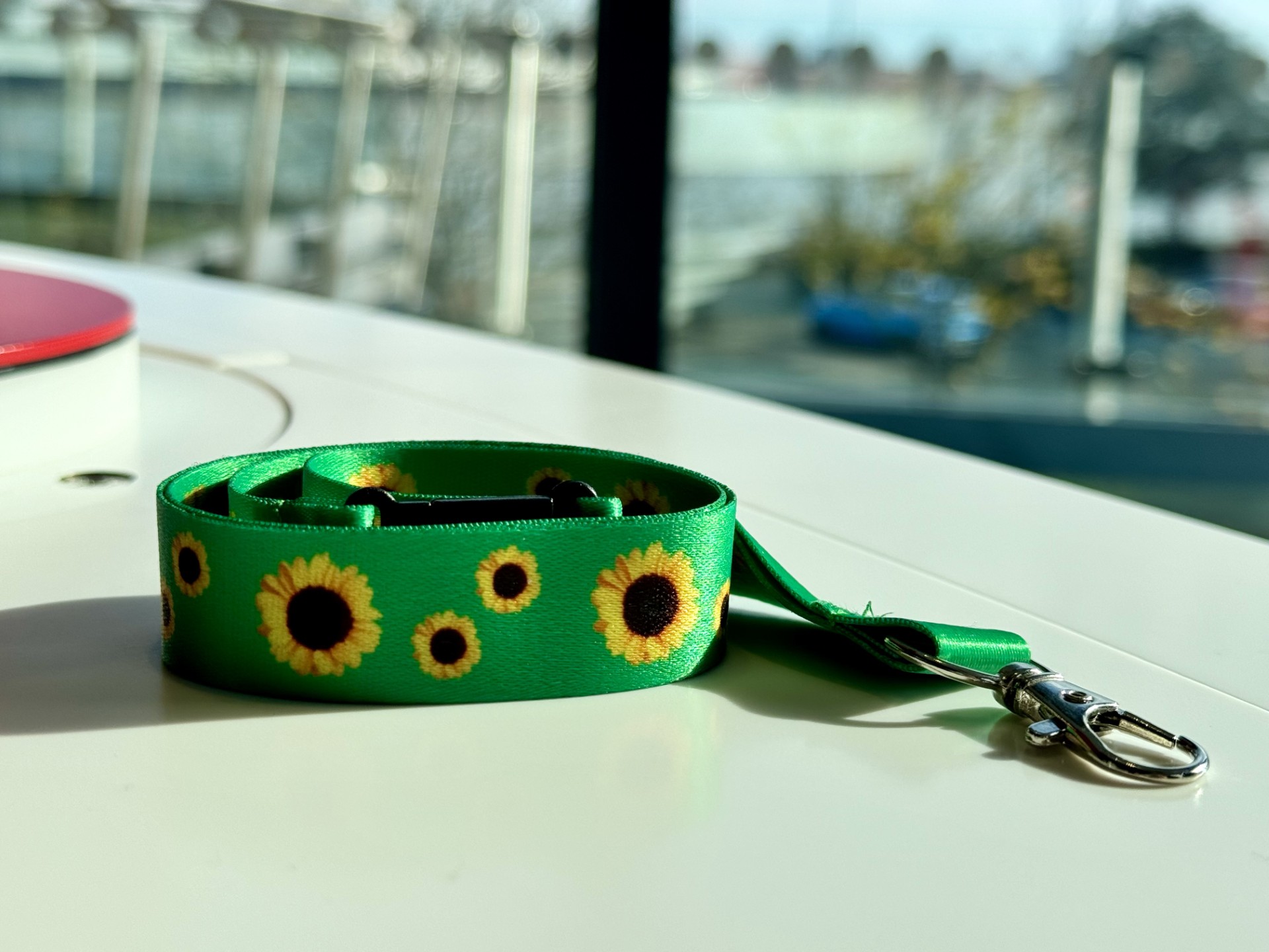 Pick up a sunflower lanyard from the Hub